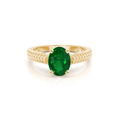 Round Vintage Emerald Engagement Ring