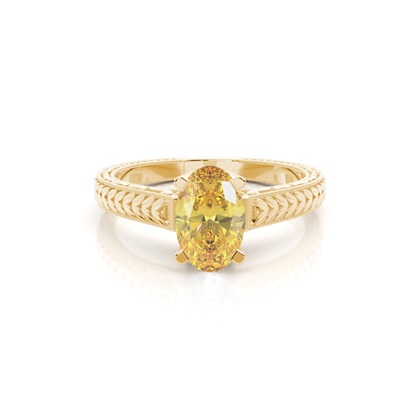 4 Prong Yellow Diamond Vintage Solitaire Engagement Ring