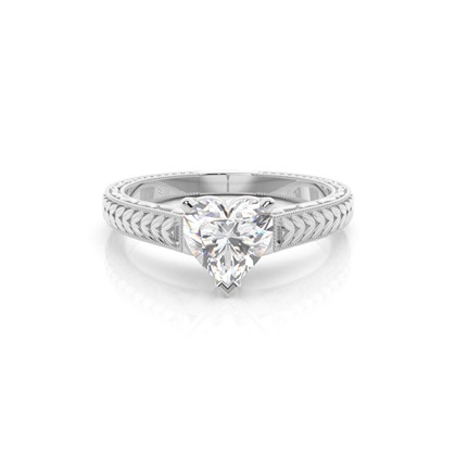 Heart Platinum Solitaire Diamond Rings