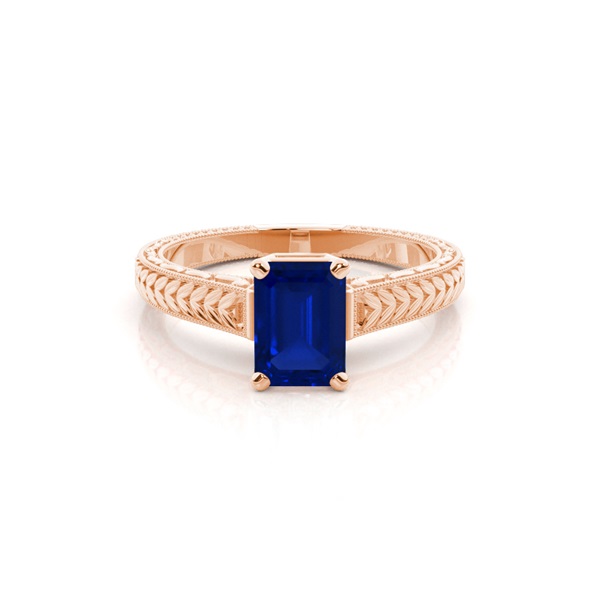 Round Vintage Blue Sapphire Engagement Ring