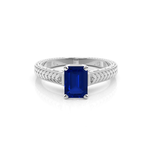 Round Vintage Blue Sapphire Engagement Ring