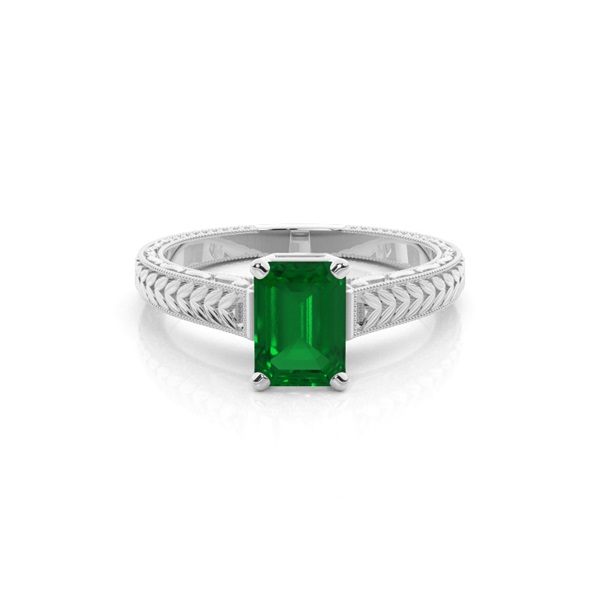 Round Vintage Emerald Engagement Ring
