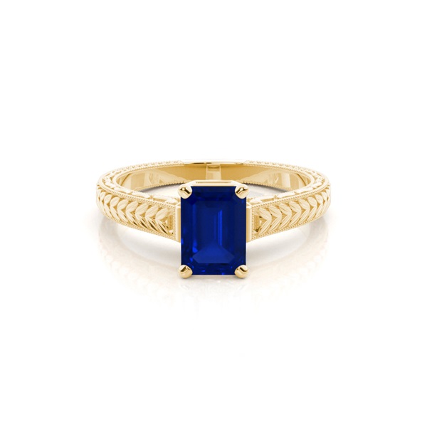 Round Vintage Blue Sapphire Engagement Ring
