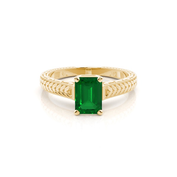 Round Vintage Emerald Engagement Ring