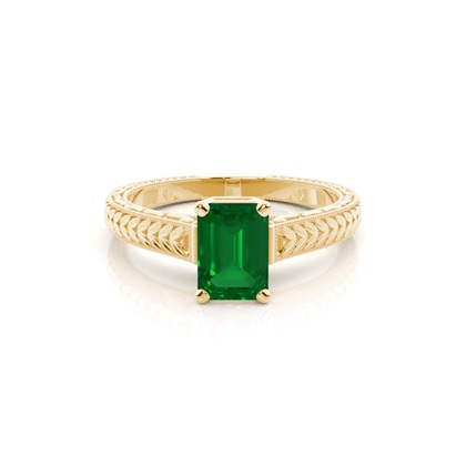 Yellow Gold Emerald Diamond Engagement Rings