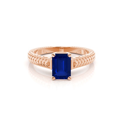 Round Vintage Blue Sapphire Engagement Ring