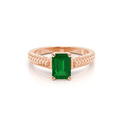 Emerald Rose Gold Diamond Rings Gemstones