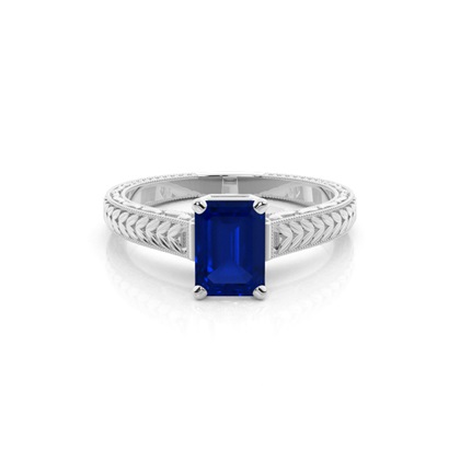 Round Vintage Blue Sapphire Engagement Ring