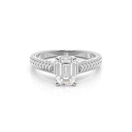 Emerald Platinum Solitaire Diamond Engagement Rings