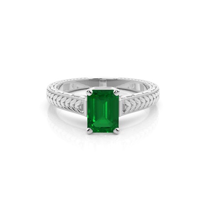 Round Vintage Emerald Engagement Ring