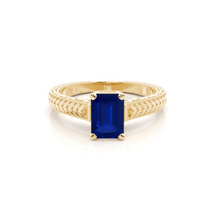 Round Vintage Blue Sapphire Engagement Ring