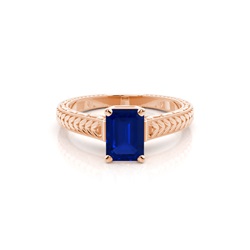 Round Vintage Blue Sapphire Engagement Ring