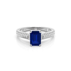 Round Vintage Blue Sapphire Engagement Ring