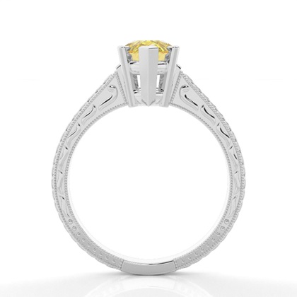 4 Prong Yellow Diamond Vintage Solitaire Engagement Ring
