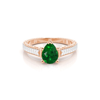 Round Vintage Emerald Engagement Ring