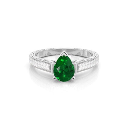 Round Vintage Emerald Engagement Ring