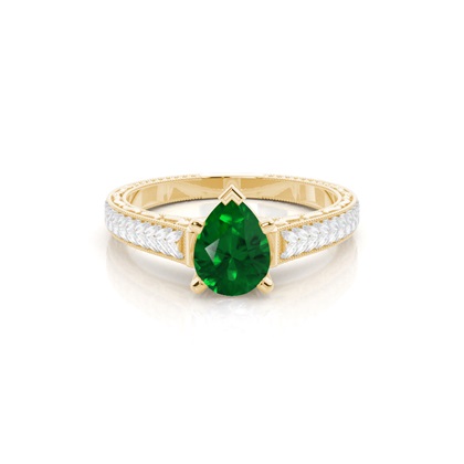 Round Vintage Emerald Engagement Ring
