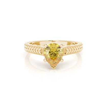 4 Prong Yellow Diamond Vintage Solitaire Engagement Ring