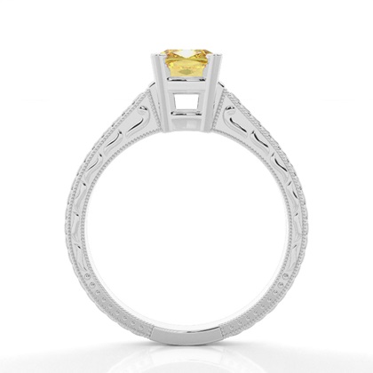 4 Prong Yellow Diamond Vintage Solitaire Engagement Ring