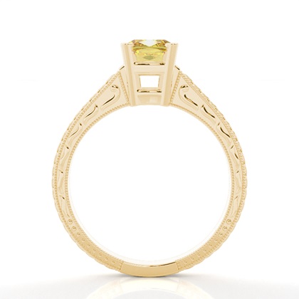 4 Prong Yellow Diamond Vintage Solitaire Engagement Ring