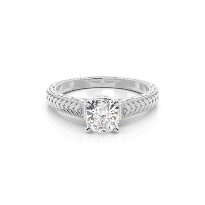 Cushion Platinum Solitaire Diamond Engagement Rings
