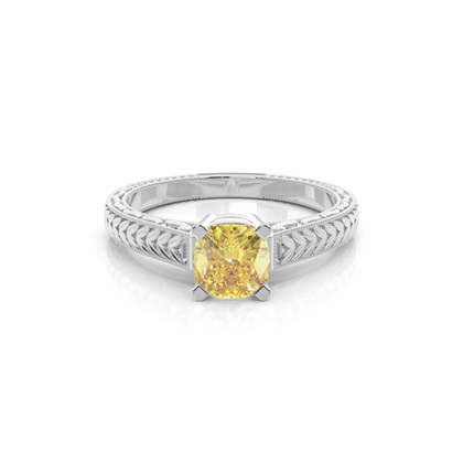 4 Prong Yellow Diamond Vintage Solitaire Engagement Ring