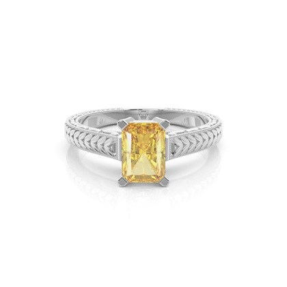 4 Prong Yellow Diamond Vintage Solitaire Engagement Ring
