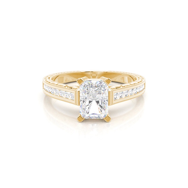 Yellow Gold Radiant Vintage Diamond Engagement Ring