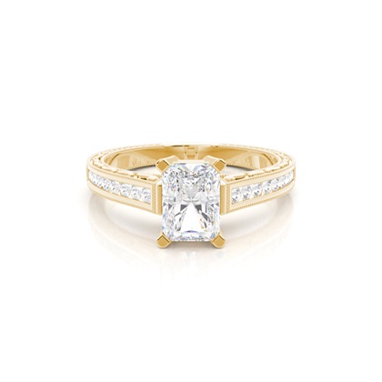 Yellow Gold Radiant Vintage Diamond Engagement Ring