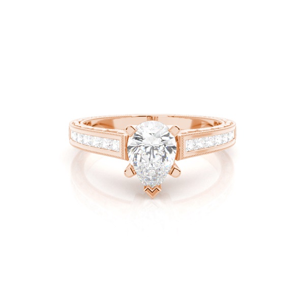 White Gold Pear Vintage Diamond Engagement Ring