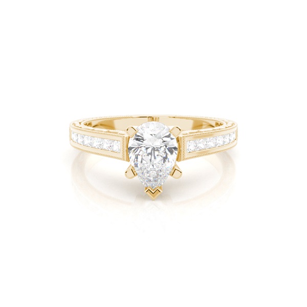 White Gold Pear Vintage Diamond Engagement Ring