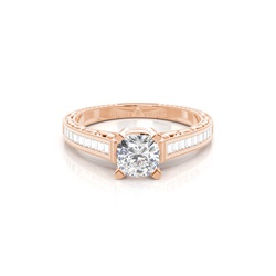 White Gold Cushion Vintage Diamond Engagement Ring