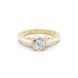 White Gold Cushion Vintage Diamond Engagement Ring