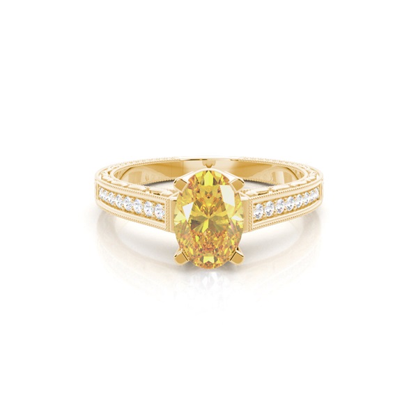 4 Prong Yellow Diamond Vintage Solitaire Engagement Ring