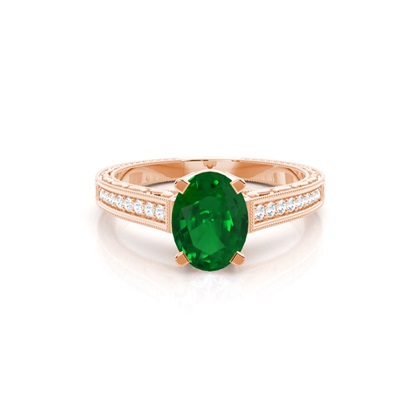 Rose Gold Emerald Diamond Engagement Rings