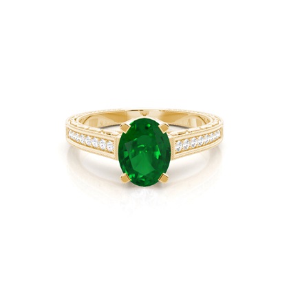Yellow Gold Emerald Diamond Engagement Rings