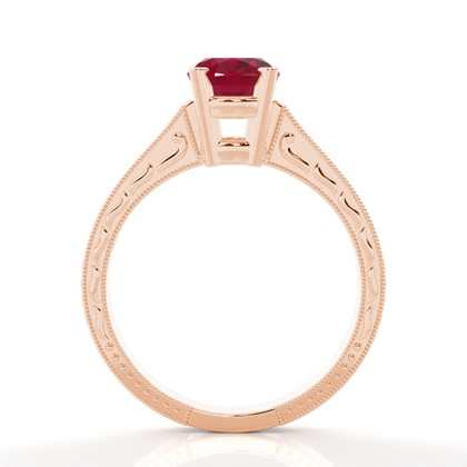 Rubinring In Einer Krappenfassung Mit Medium Schulter Diamanten