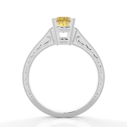 4 Prong Yellow Diamond Vintage Solitaire Engagement Ring