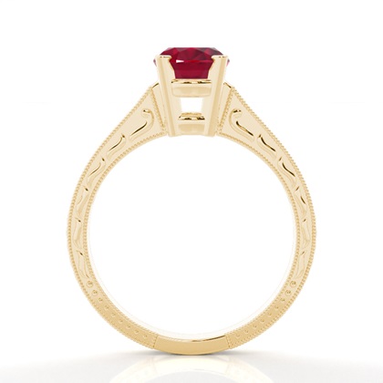 Rubinring In Einer Krappenfassung Mit Medium Schulter Diamanten