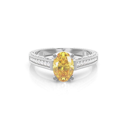 4 Prong Yellow Diamond Vintage Solitaire Engagement Ring