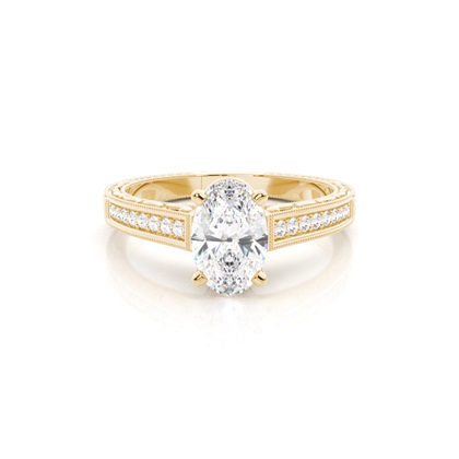 Oval Yellow Gold Side Stone Diamond Rings