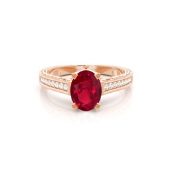 White Gold Round Vintage Ruby Engagement Ring