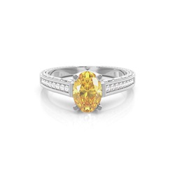 4 Prong Yellow Diamond Vintage Solitaire Engagement Ring