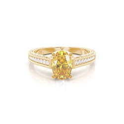 4 Prong Yellow Diamond Vintage Solitaire Engagement Ring