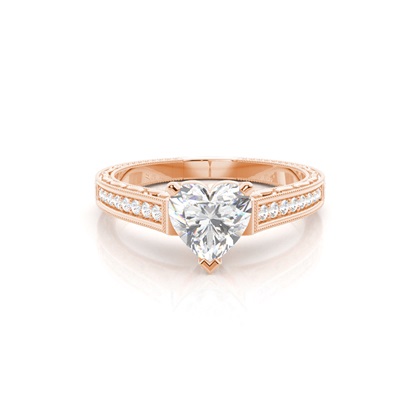 Heart Rose Gold Side Stone Diamond Rings