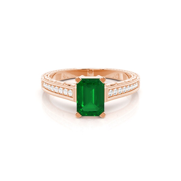 White Gold Emerald Vintage Emerald Engagement Ring