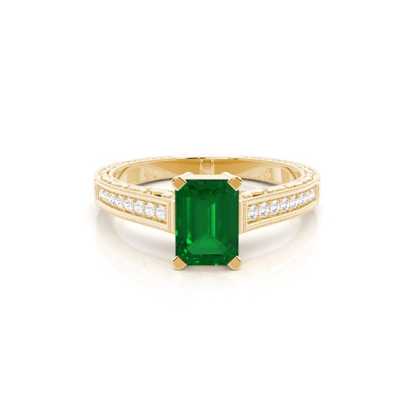 White Gold Emerald Vintage Emerald Engagement Ring