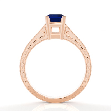 Weisgold Smaragd Vintage Blue Sapphire Verlobungsring