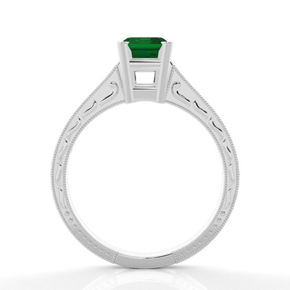 Weisgold Smaragd Vintage Emerald Verlobungsring