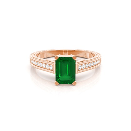 Emerald Rose Gold Diamond Rings Gemstones